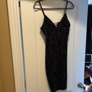 Elegant Black Glitter Spaghetti Strap Dress